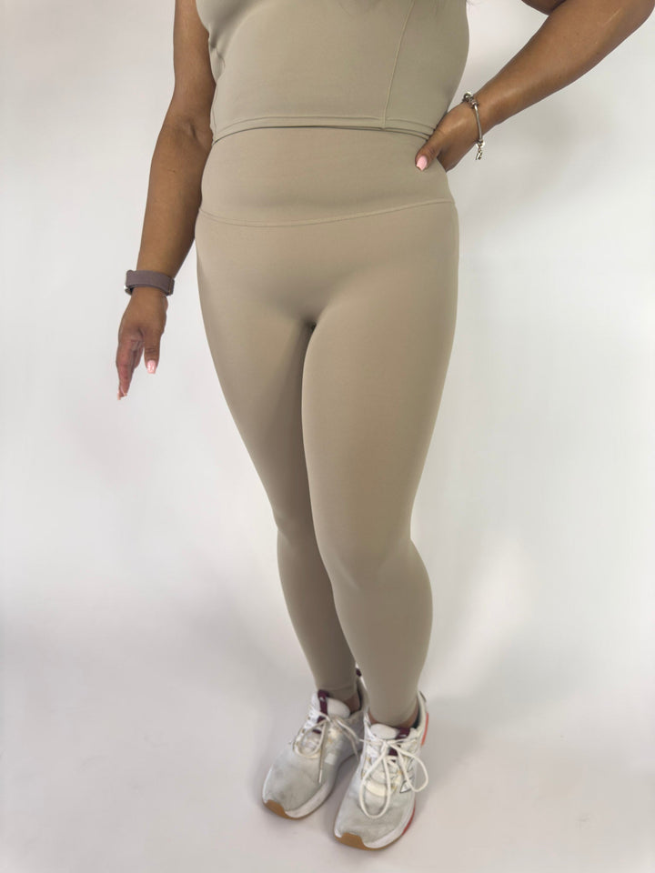 I Am a Force Leggings Stone Beige | Faith Based Leggings for Women for women | Leggings