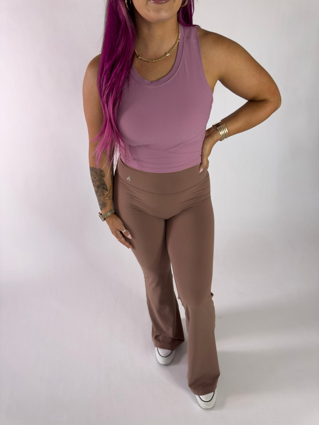 I Am Courageous Flare Leggings Smokey Topaz | Faith Based Leggings for Women for women | Leggings