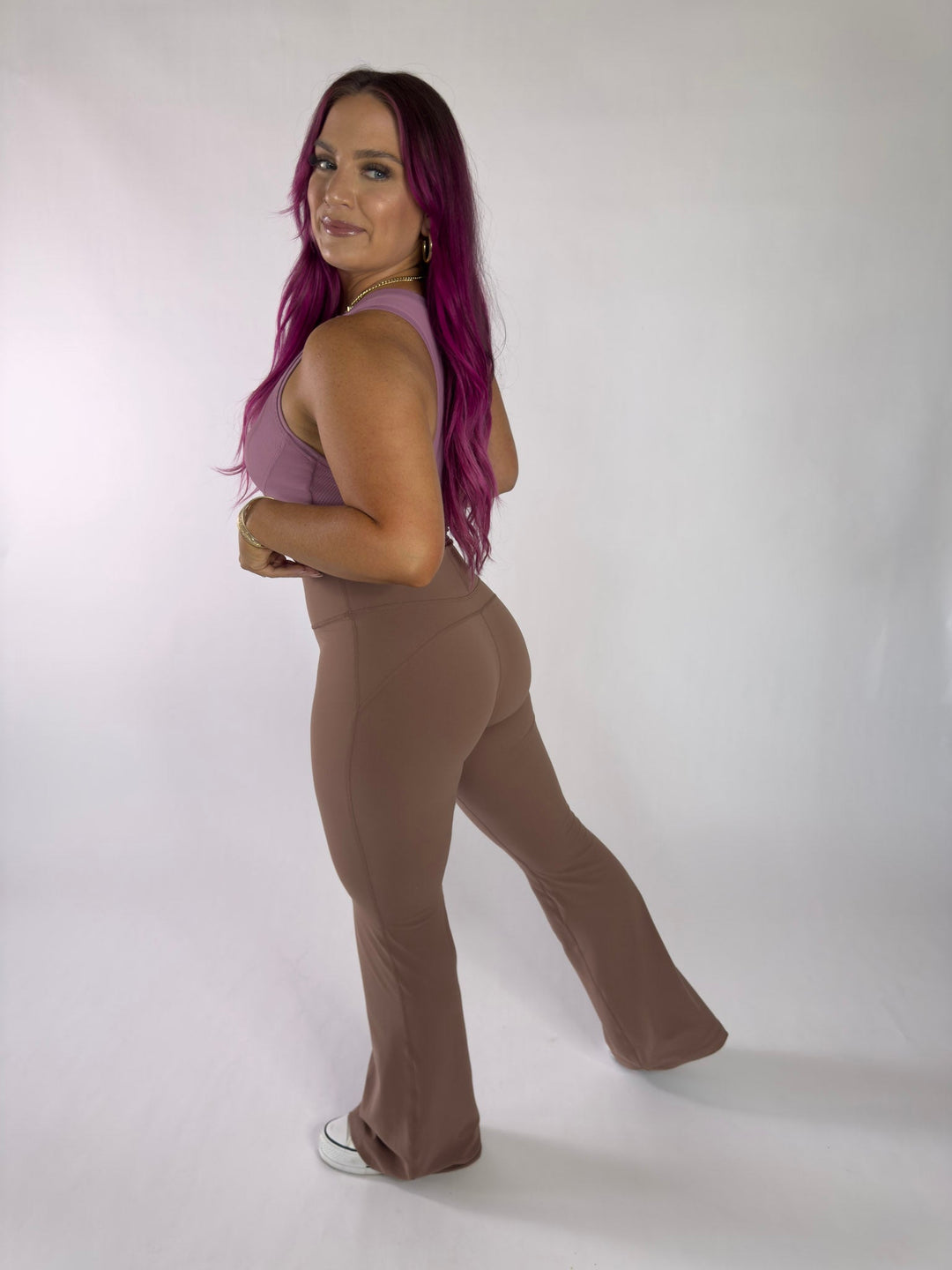 I Am Courageous Flare Leggings Smokey Topaz | Faith Based Leggings for Women for women | Leggings