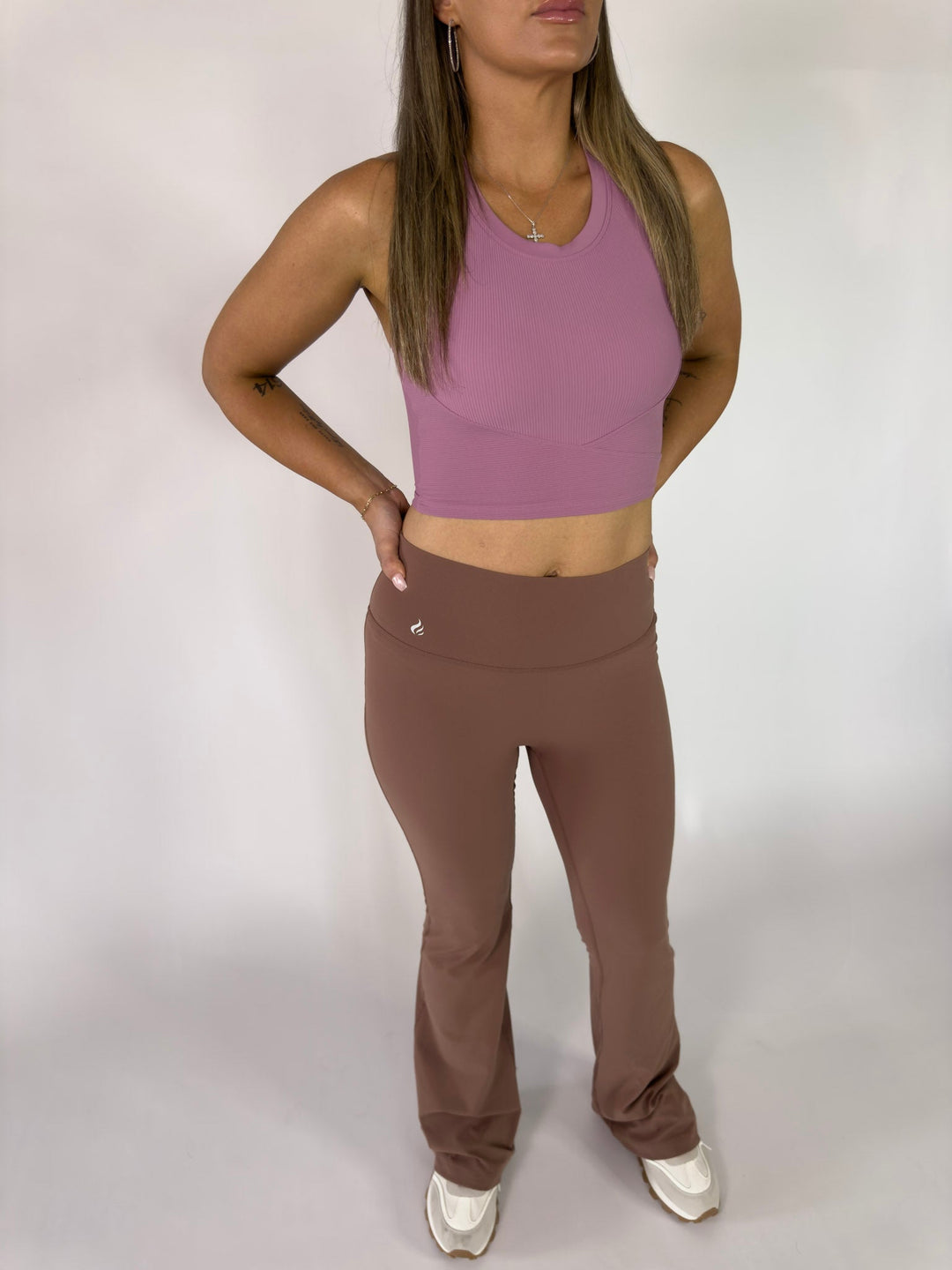 I Am Courageous Flare Leggings Smokey Topaz | Faith Based Leggings for Women for women | Leggings